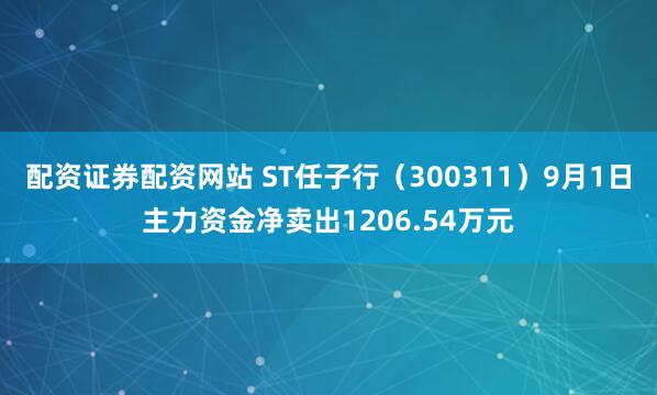 配资证券配资网站 ST任子行（300311）9月1日主力资金净卖出1206.54万元